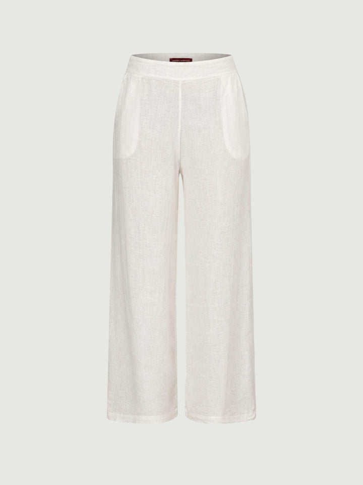 Pantalone wide leg in lino bianco 6PT0527 BIANCO ANDREA MORANDO 