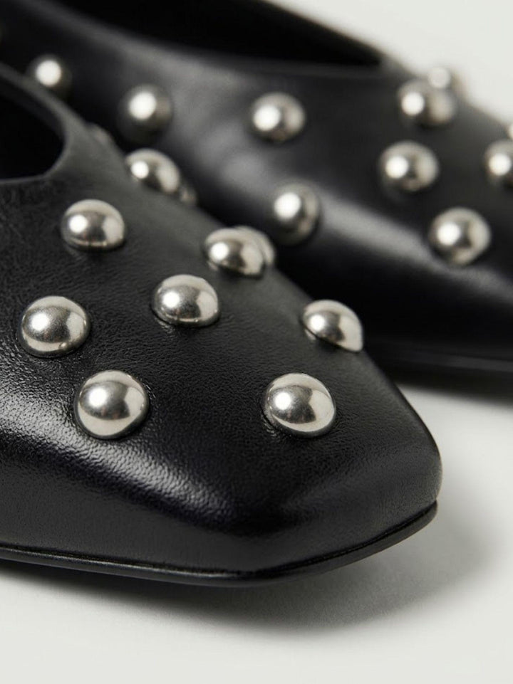Ballerina borchiata in pelle nappa nera DARIA93G NERO ANDREA MORANDO 