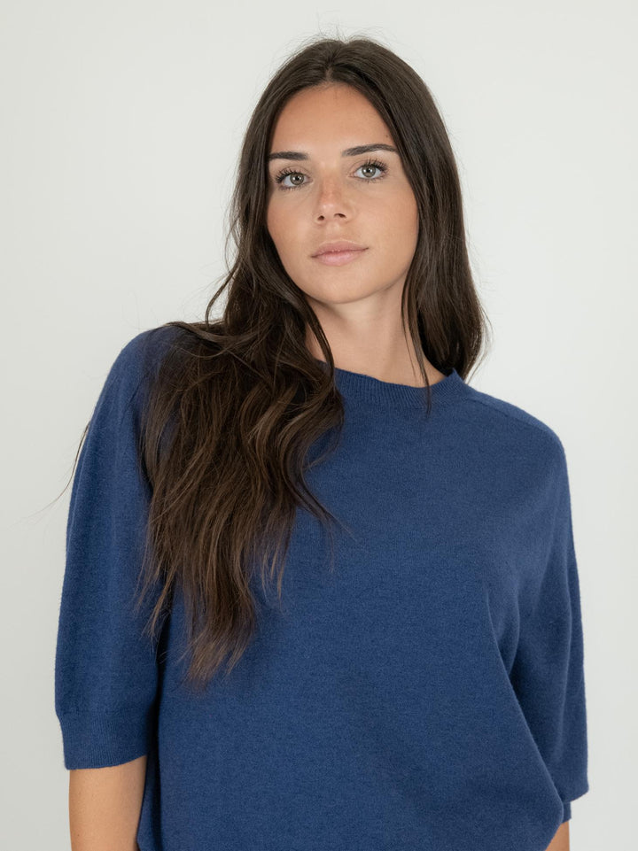 MAGLIA CON MANICHE A 3/4 BLU 0520/104 1073 BIMOR 