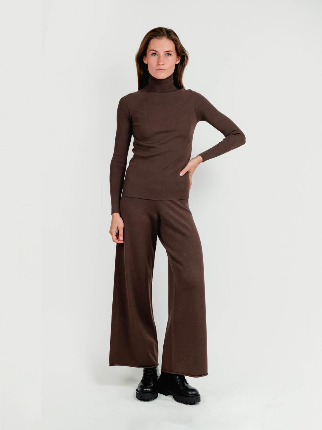 PANTALONE A PALAZZO IN MAGLIA MORO 7115 MORO ANDREA MORANDO 