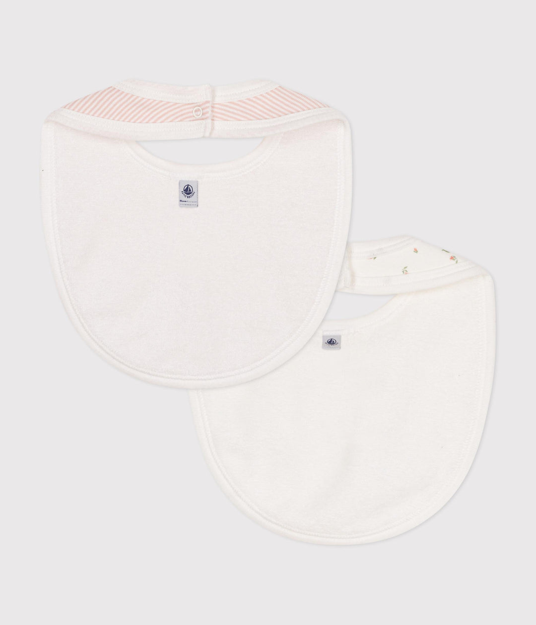 Confezione da due bavaglini righe e fiorellini A0ATG 01 PETIT BATEAU 