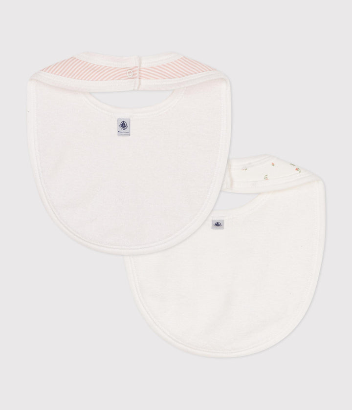 Confezione da due bavaglini righe e fiorellini A0ATG 01 PETIT BATEAU 