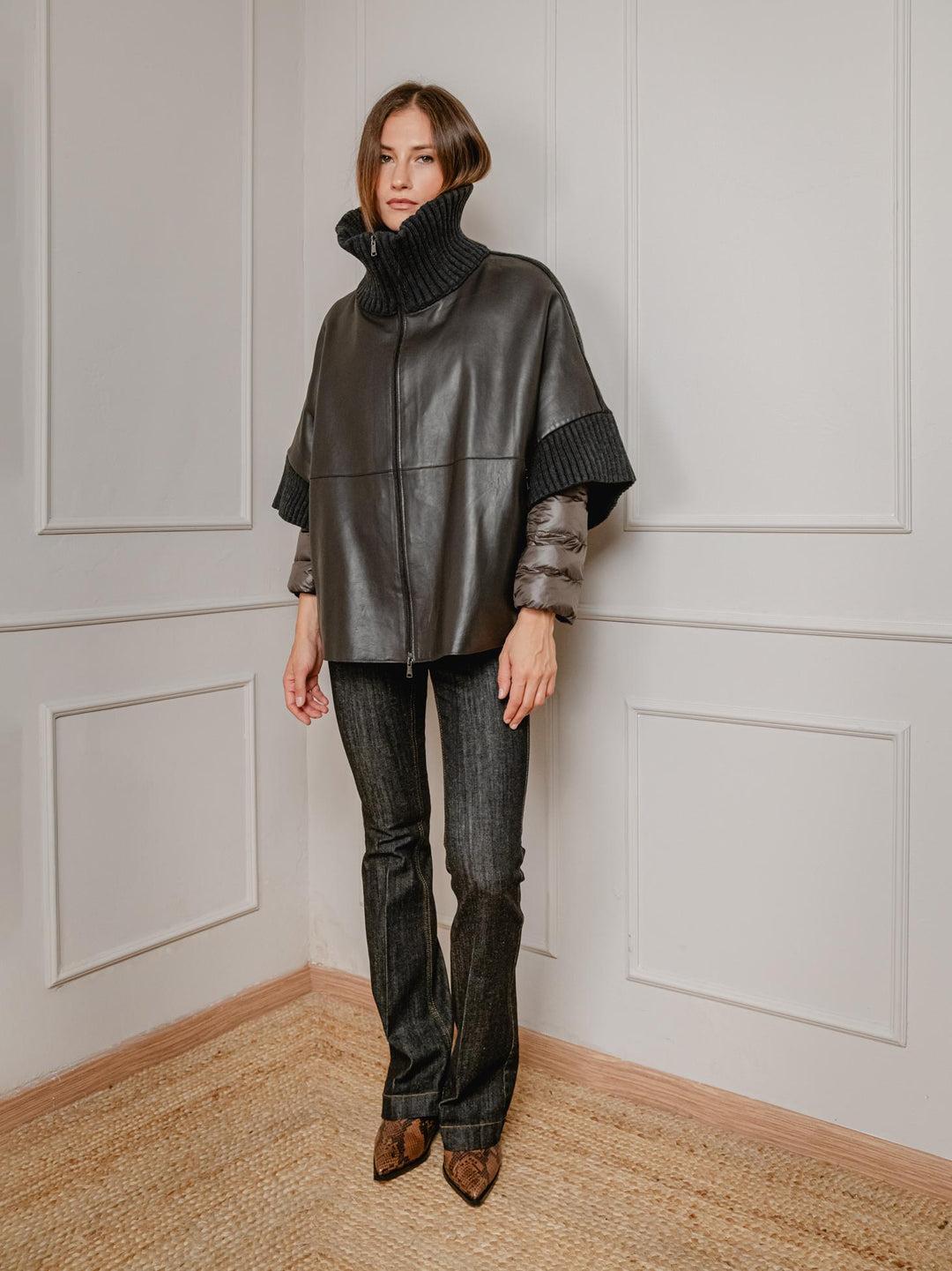 GIACCA MANTELLA LAVINIA CON PIUMINO 3 IN 1 TESTA MORO LAVINIA 618 JACK LEATHER 