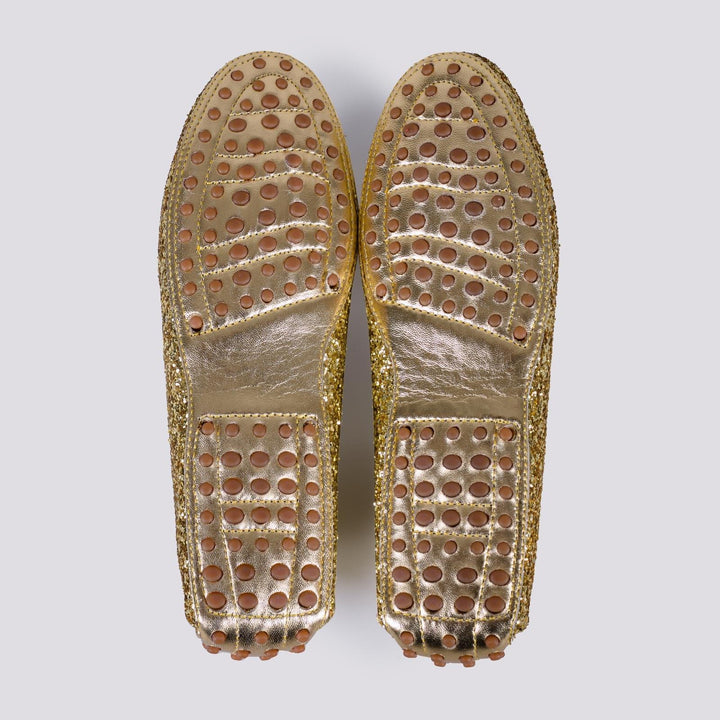 MOCASSINO CON GOMMINI IN GLITTER 1003/GLITTER ORO ANDREA MORANDO 