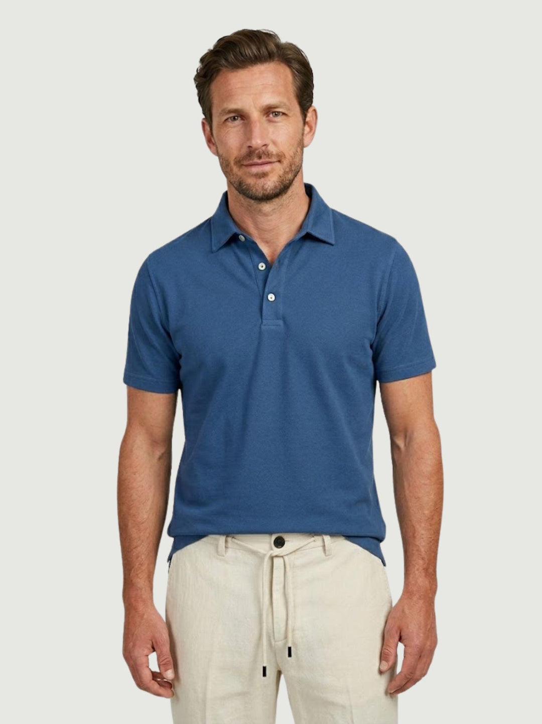 Polo in cotone piquet bluette BU26S07POPIQUETCOGMT 206 ANDREA MORANDO 