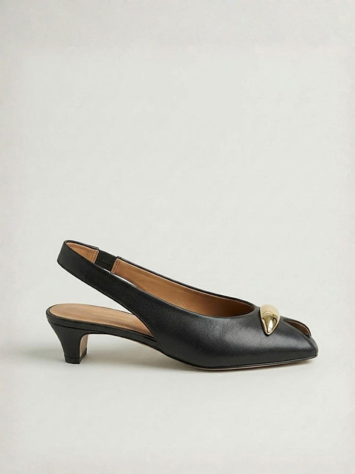 Spuntata slingback in pelle nappa nera R412 NERO ANDREA MORANDO 