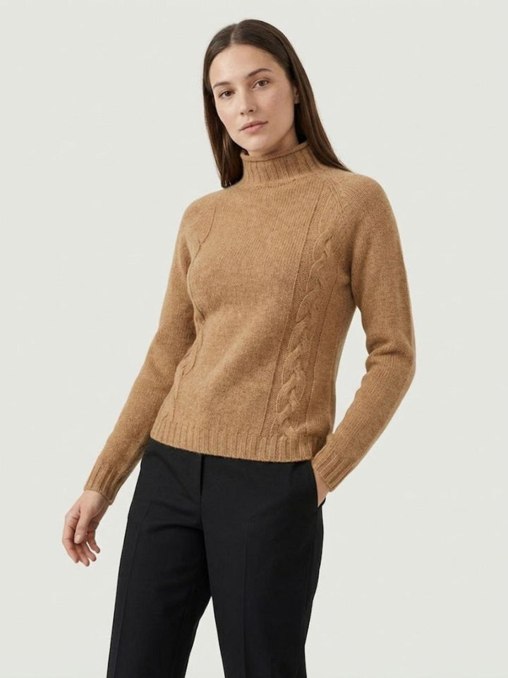 Maglia lupetto in lana biscotto con trecce 14117LU BISCOTTO ANDREA MORANDO 