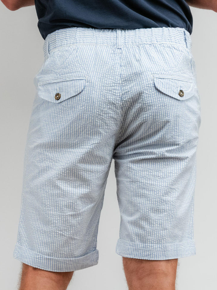 BERMUDA IN COTONE A RIGHE AZZURRE E BIANCHE CON COULISSE BU25S47BEPASEERS 204 ANDREA MORANDO 