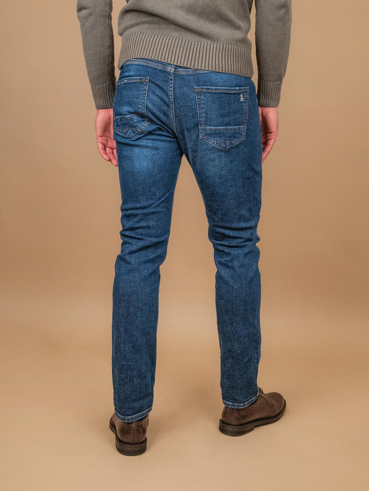 JEANS 5 TASCHE IN DENIM SCURO REGULAR SLIM FIT BARNEY REGULAR B1 UNIFORM 