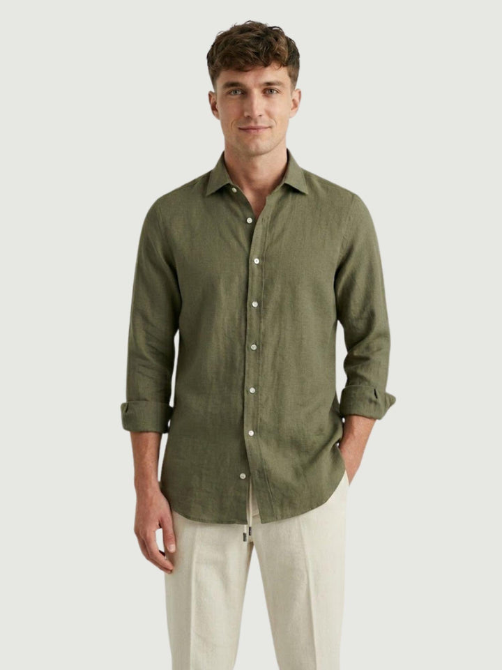 camicia in lino verde militare 30 16 ANDREA MORANDO 