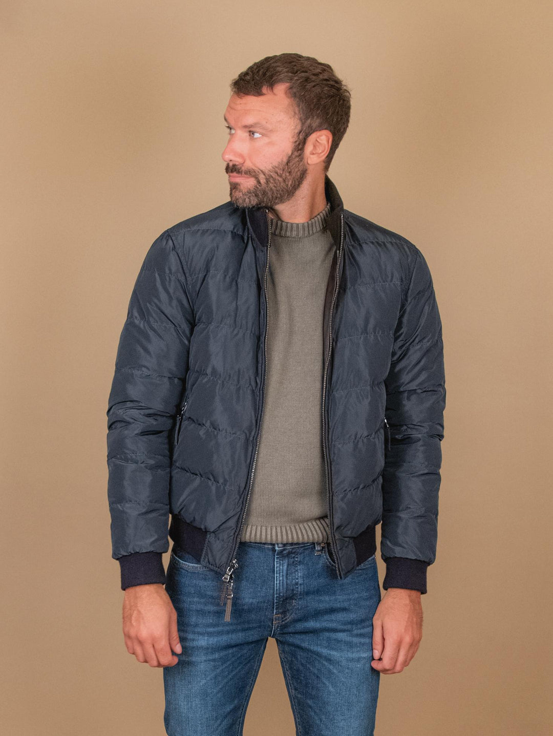 GIUBBOTTO IMBOTTITO IN PELLE NAPPA MARRONE DEREK SEAMLESS DEREK SEAMLESS 06 JACK LEATHER 