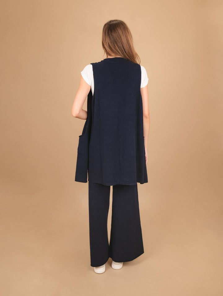GILET LUNGO IN MAGLIA BLU 0370/281 0115 BIMOR 