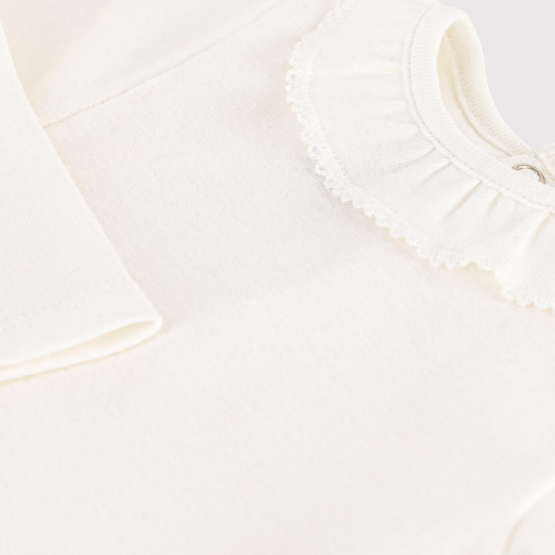 BODY IN COTONE BIANCO A MANICA LUNGA BEBÈ CON COLLETTO A05Q1 01 PETIT BATEAU 