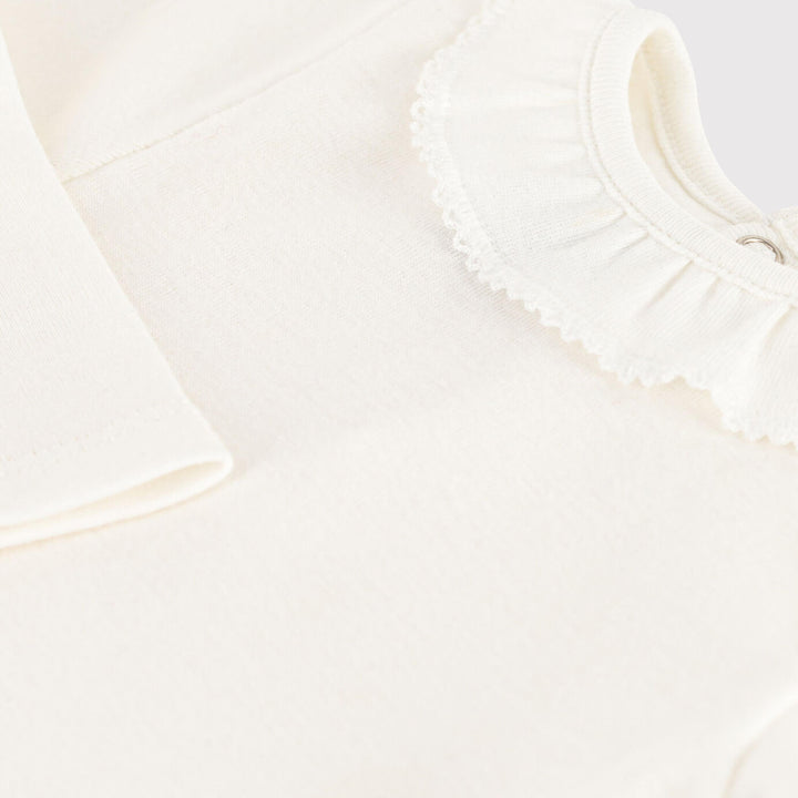 BODY IN COTONE BIANCO A MANICA LUNGA BEBÈ CON COLLETTO A05Q1 01 PETIT BATEAU 
