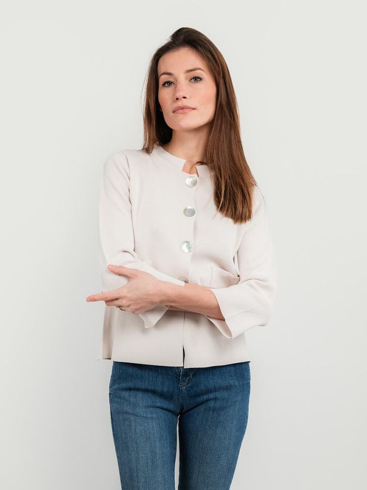 CARDIGAN COLOR PANNA CON MANICHE A 3/4