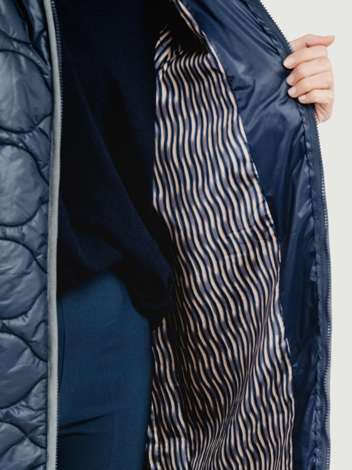 GIACCA A VENTO LUNGA TRAPUNTATA BLU 565NIGO421 51 ANDREA MORANDO 