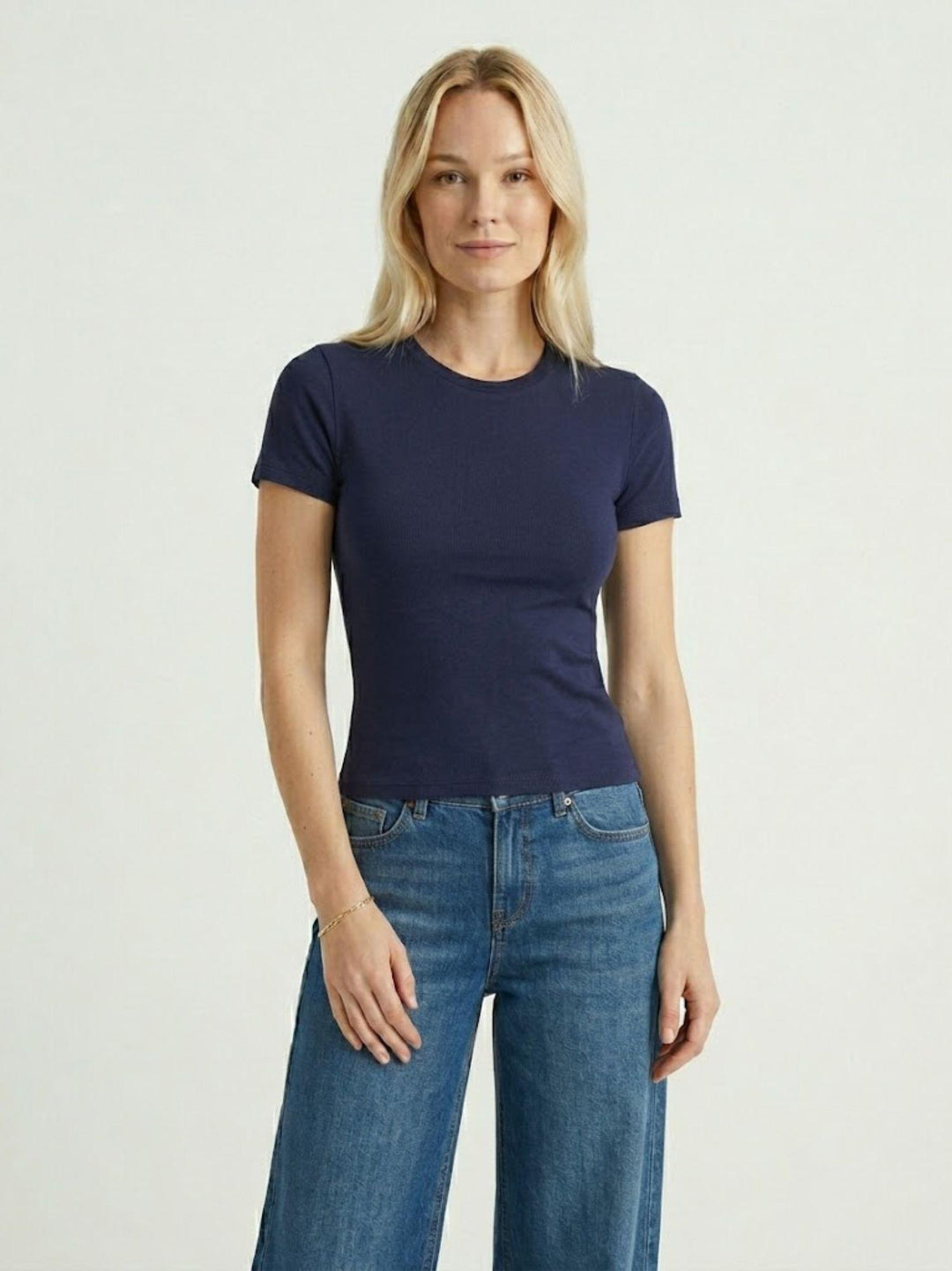 T-shirt girocollo in cotone blu 8157 BLU ANDREA MORANDO 