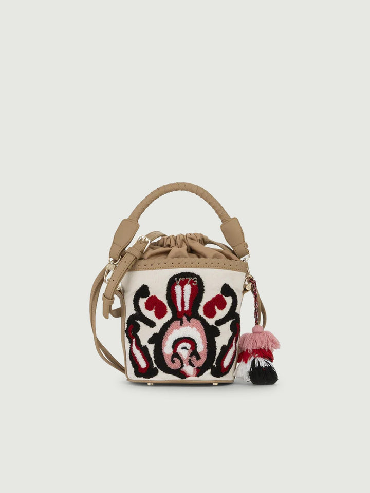 Borsa Marilena a secchiello con ricamo MARILENA SMALL CUOIO V73 