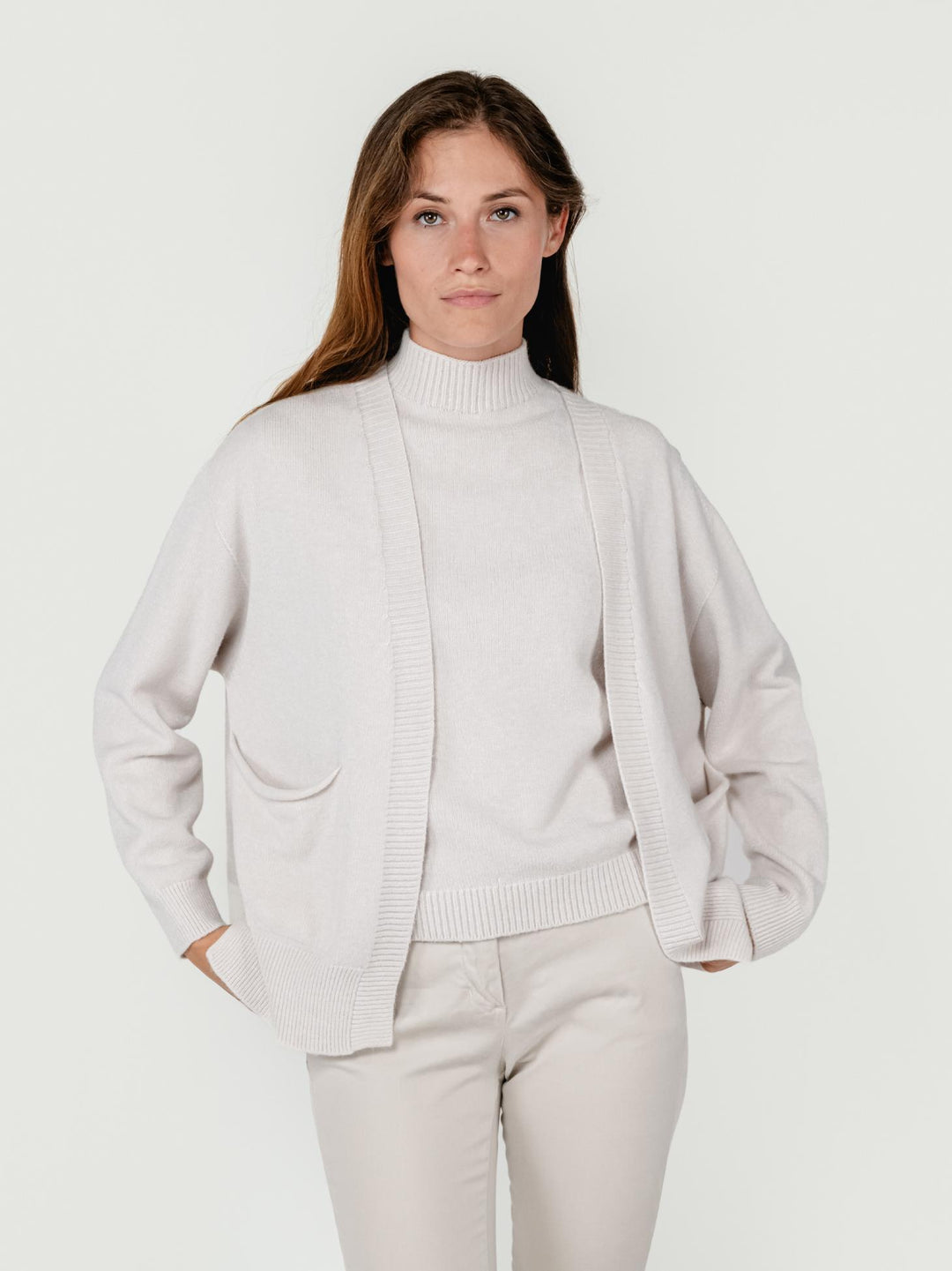 CARDIGAN APERTO COLOR PANNA 0570551 0080 BIMOR 