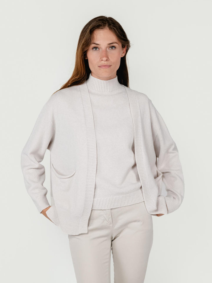 CARDIGAN APERTO COLOR PANNA 0570551 0080 BIMOR 