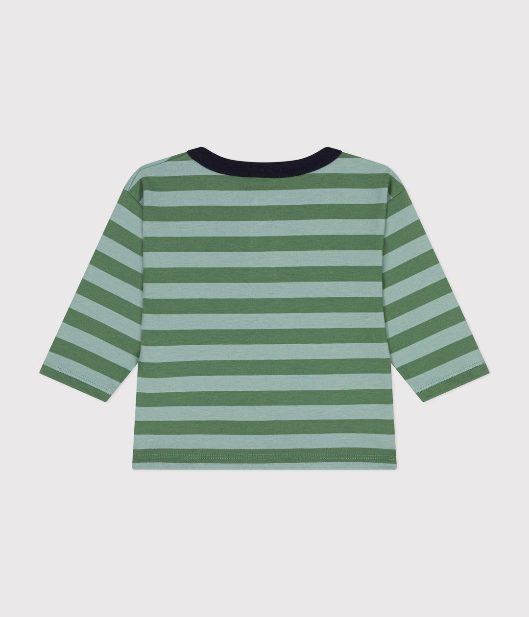 T-shirt a righe marinière verde a maniche lunghe A0BPM 01 PETIT BATEAU 