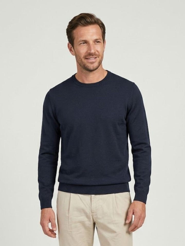 Maglia girocollo in cotone extrafine navy 5050126 220 ANDREA MORANDO 