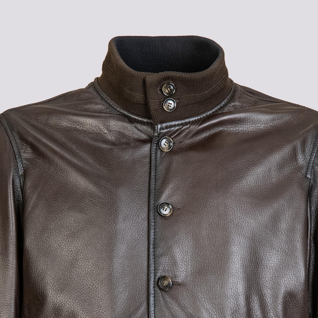 GIUBBOTTO IMBOTTITO IN PELLE MARRONE REVERSIBILE ARCR 06 JACK LEATHER 