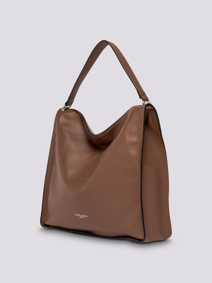 BORSA A SPALLA RENè IN NAPPA MARRONE BS 8902 LUSH 6206 GIANNI CHIARINI 