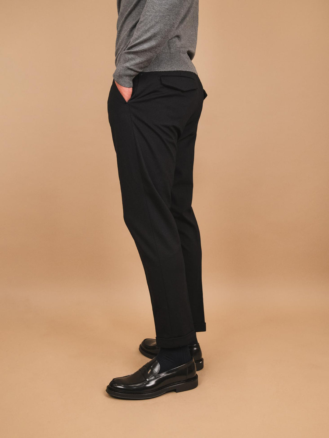 PANTALONE CON COULISSE ELASTICIZZATO NERO OF1CT00P001 101 ANDREA MORANDO 
