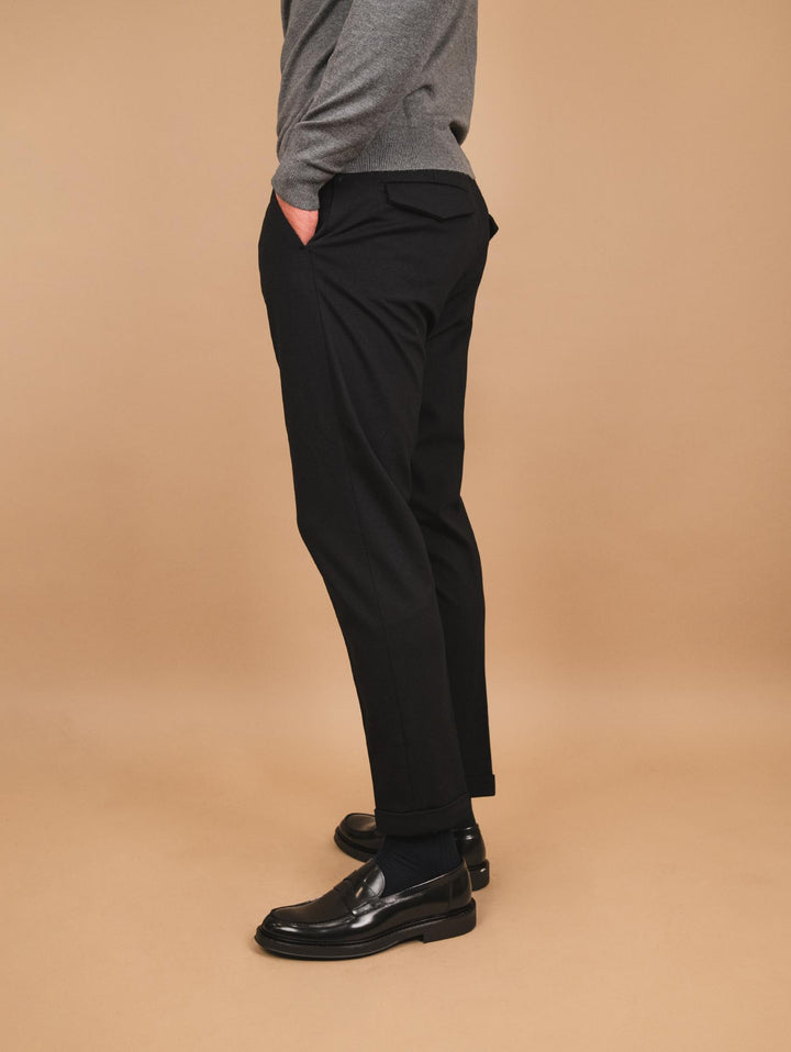 PANTALONE CON COULISSE ELASTICIZZATO NERO OF1CT00P001 101 ANDREA MORANDO 