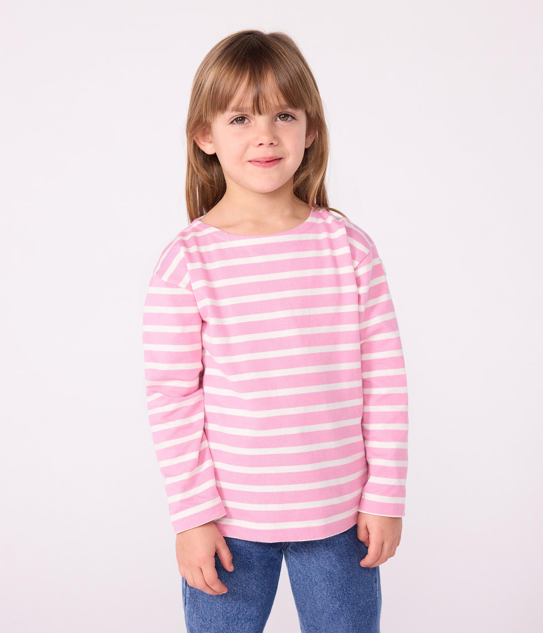 Marinière in cotone rosa bambina A0E8A 04 PETIT BATEAU 