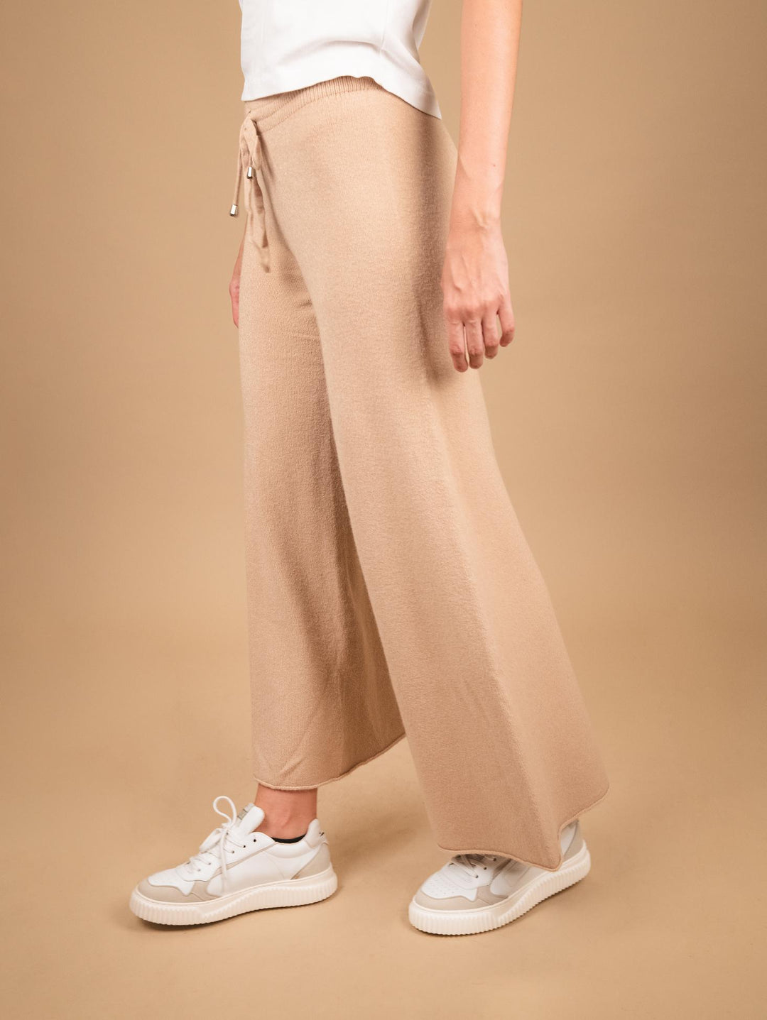 PANTALONE A PALAZZO IN MAGLIA BEIGE 0370/176 0234 BIMOR 