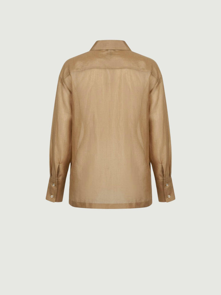 Camicia velata cacao con bottoni dorati B9857 CACAO ANDREA MORANDO 