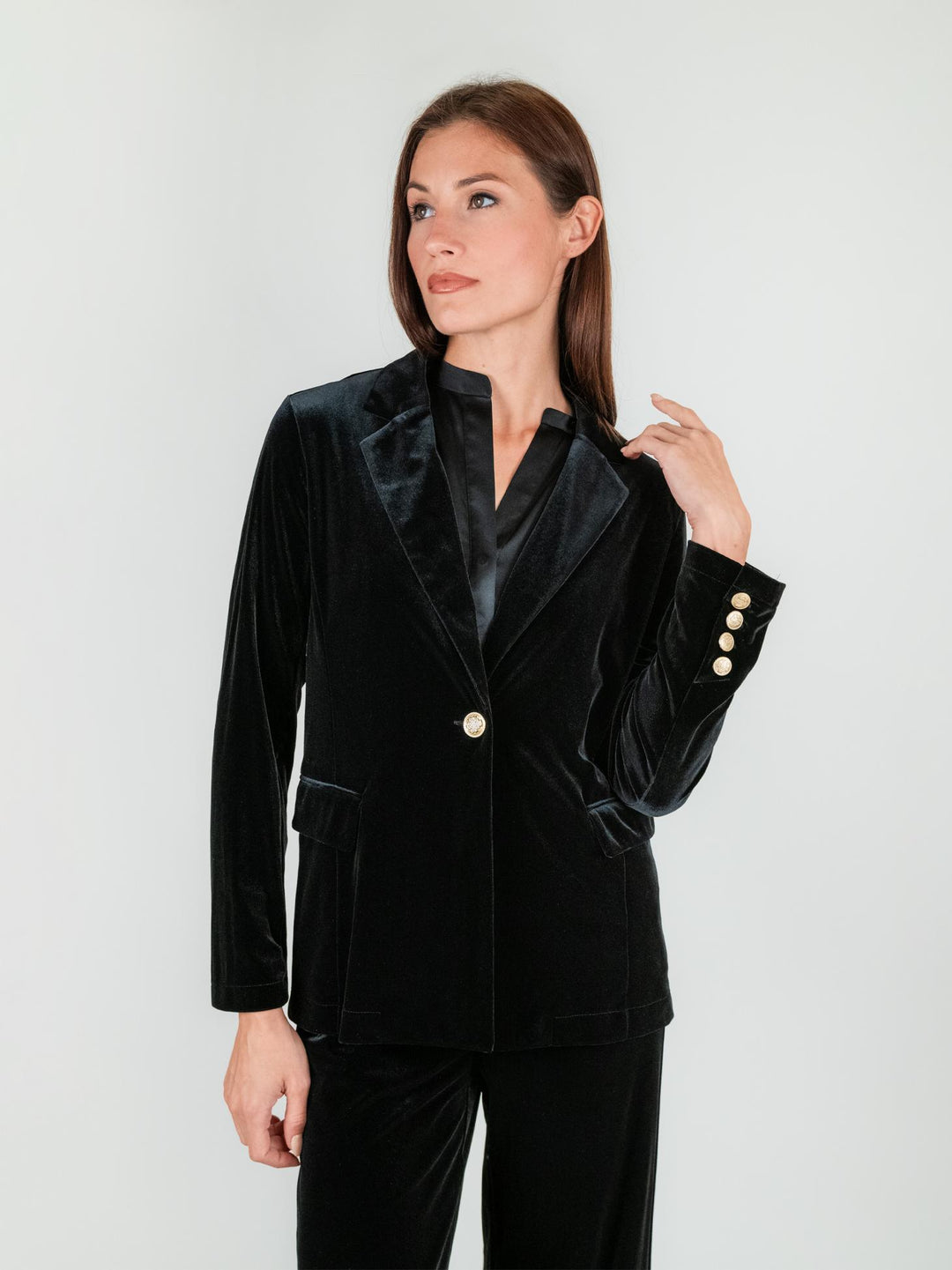 BLAZER NERO IN VELLUTO LISCIO 245C1000 029 ANDREA MORANDO 