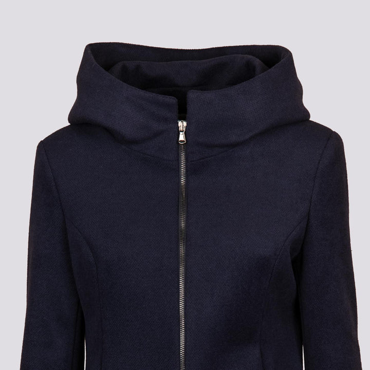 Giacca con zip e collo ampio in panno blu 9416CDH 189 ANDREA MORANDO 