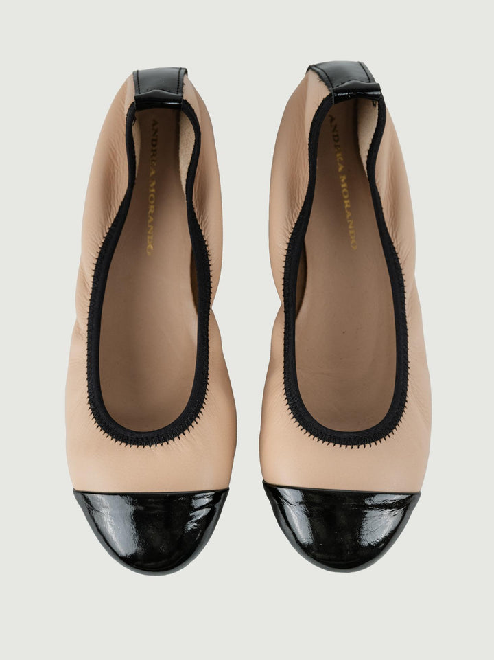 BALLERINA IN PELLE BICOLOR NUDE E NERO