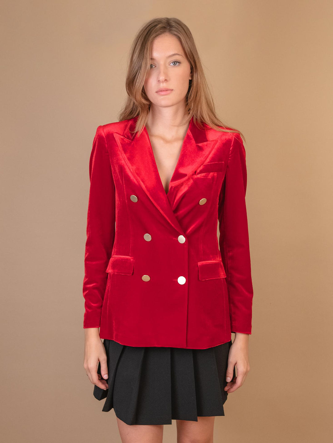 BLAZER DOPPIOPETTO IN VELLUTO ROSSO 3877/2894 4174 ANDREA MORANDO 