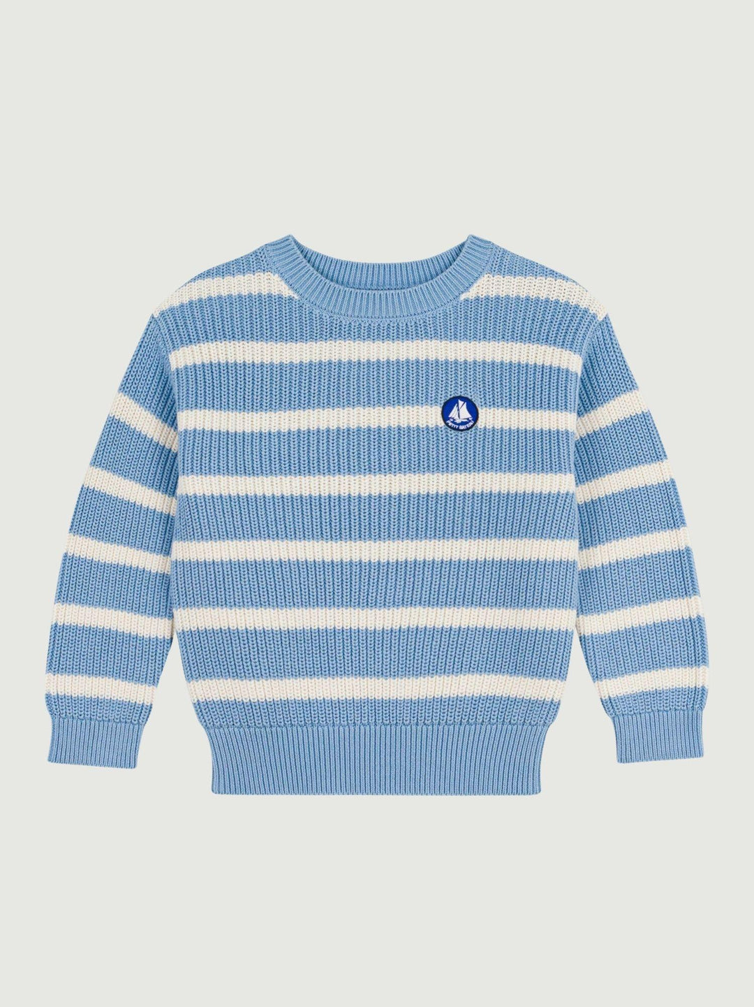 Maglioncino marinière in cotone azzurro A0F0D 01 PETIT BATEAU 