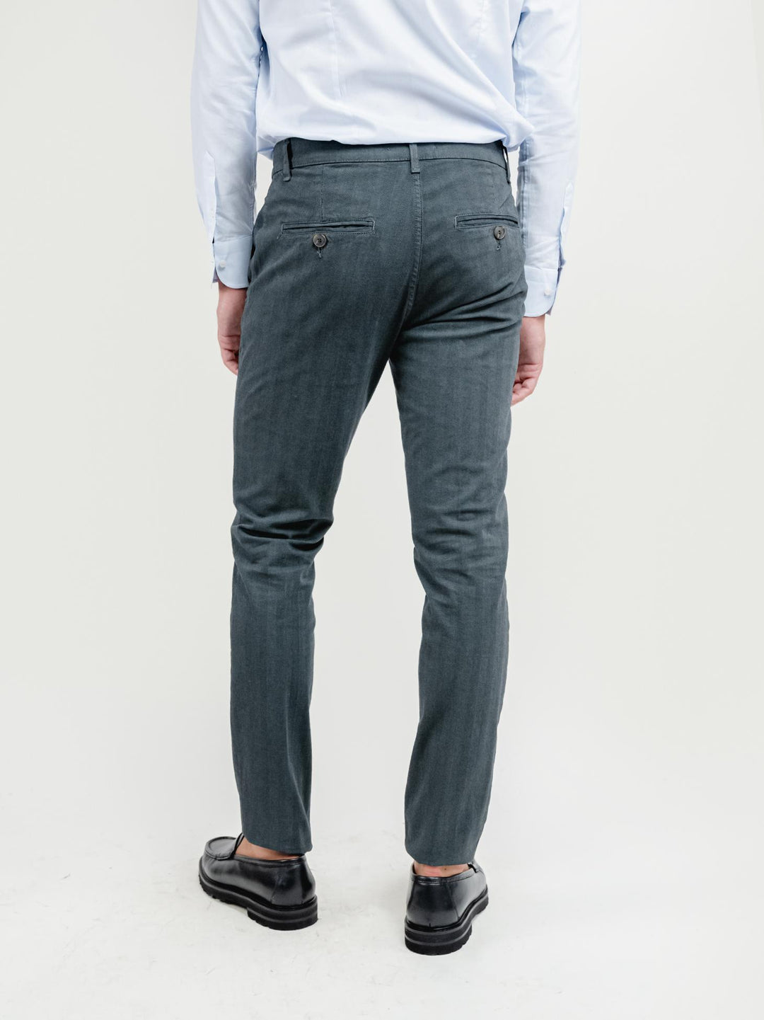 PANTALONE IN COTONE SPIGATO ANTRACITE 7657ALO GRIGIO ANDREA MORANDO 
