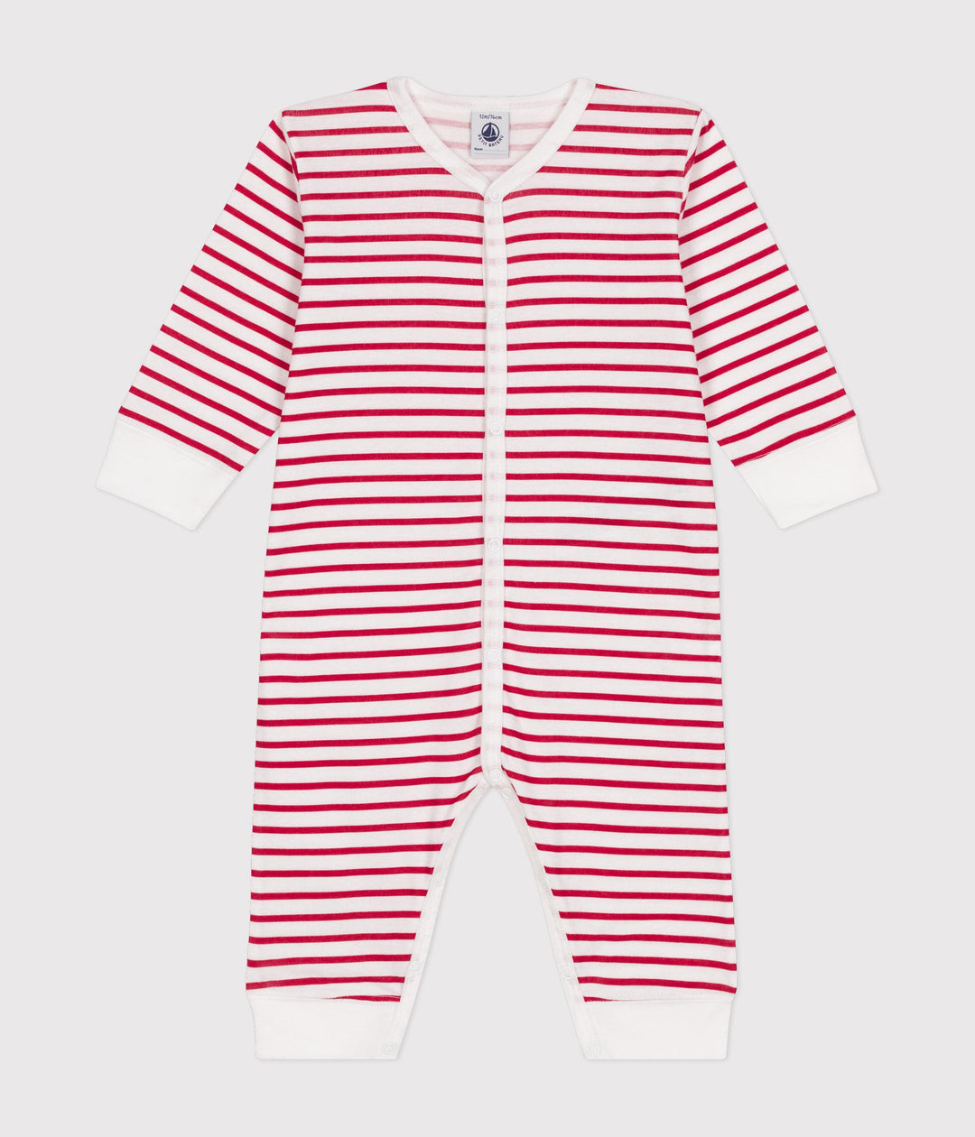 Pigiama a righe marinière rosse senza piedini A0BUW 01 PETIT BATEAU 