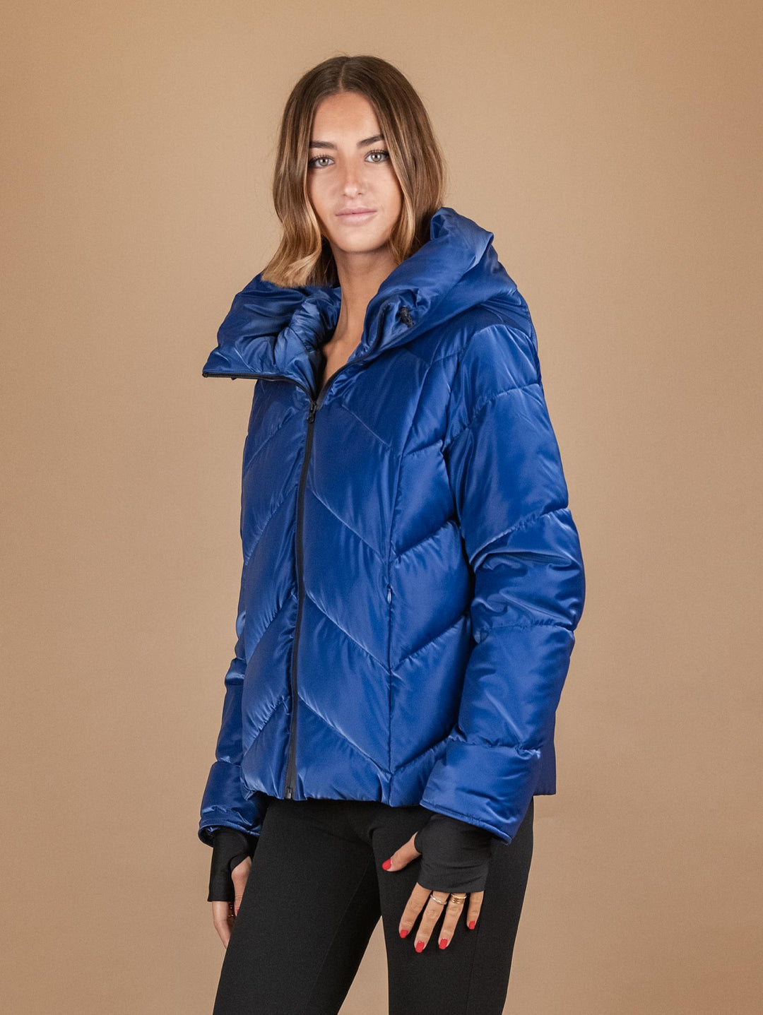PIUMINO CON CAPPUCCIO BLU CANGIANTE 8953D BLU ANDREA MORANDO 