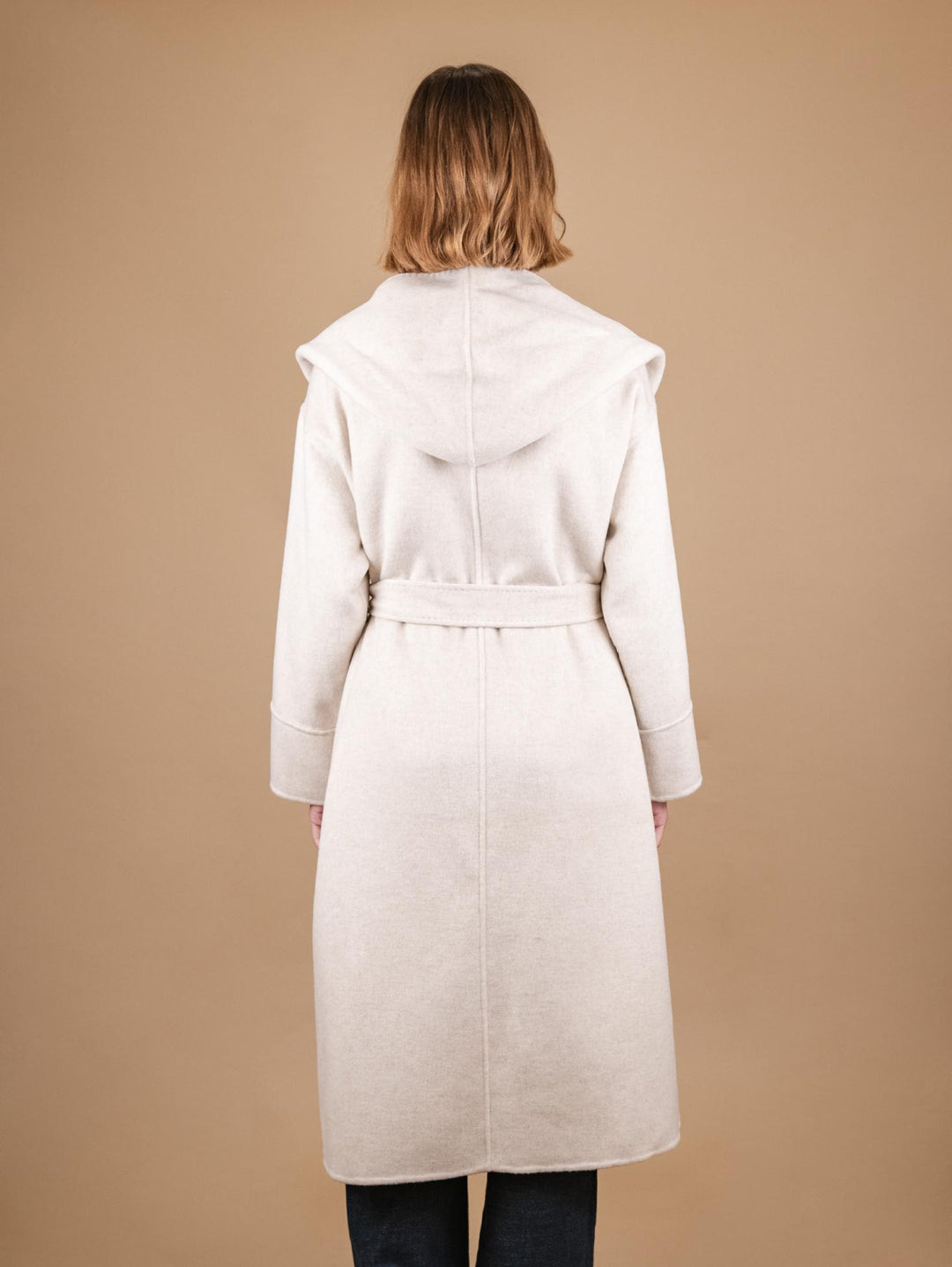 CAPPOTTO LUNGO CON CAPPUCCIO IN MISTO LANA PANNA 863D AVORIO ANDREA MORANDO 