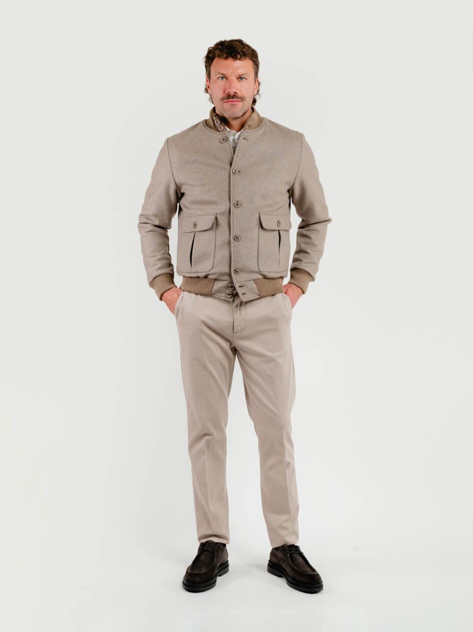 BOMBER IN LANA BEIGE BOMBER TAUPE ANDREA MORANDO 