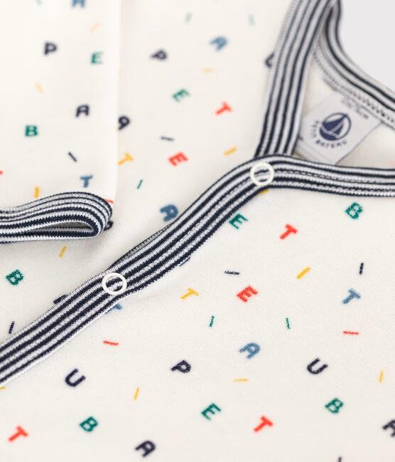 Pigiama bianco con stampa multicolor in velluto A0BL2 02 PETIT BATEAU 