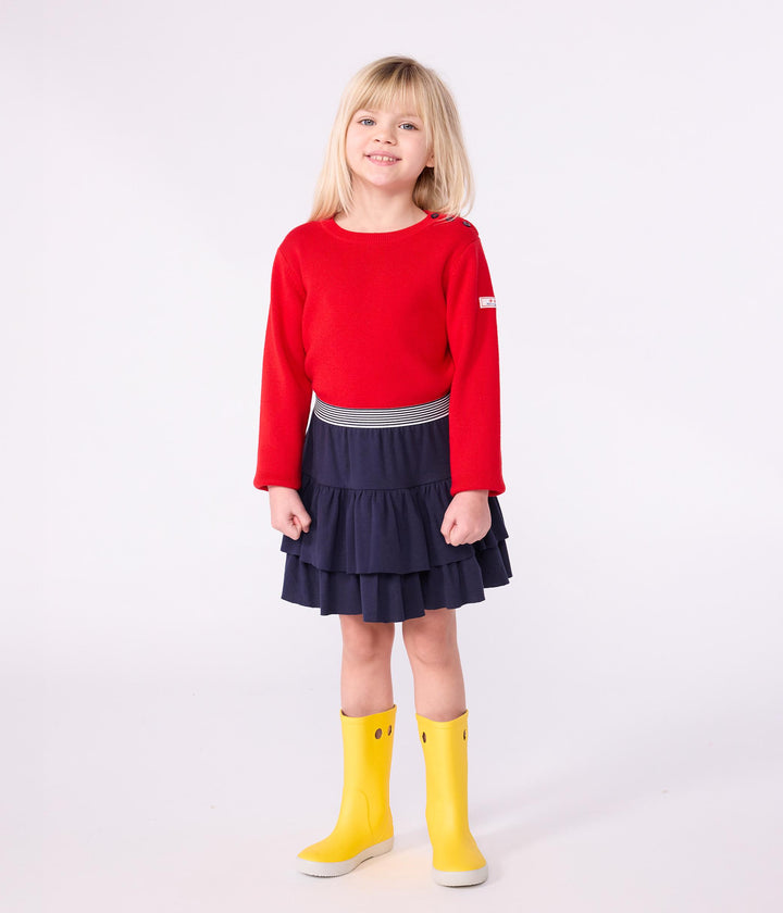 Gonna in cotone tinta unita bambina A0E1A 01 PETIT BATEAU 