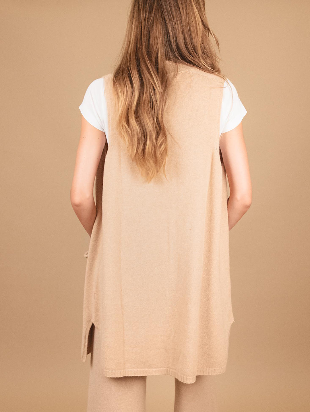 GILET LUNGO IN MAGLIA BEIGE 0370/281 0234 BIMOR 