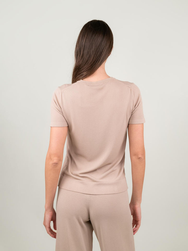 T-SHIRT A MANICA CORTA IN MAGLIA BEIGE 2666 BEIGE ANDREA MORANDO 