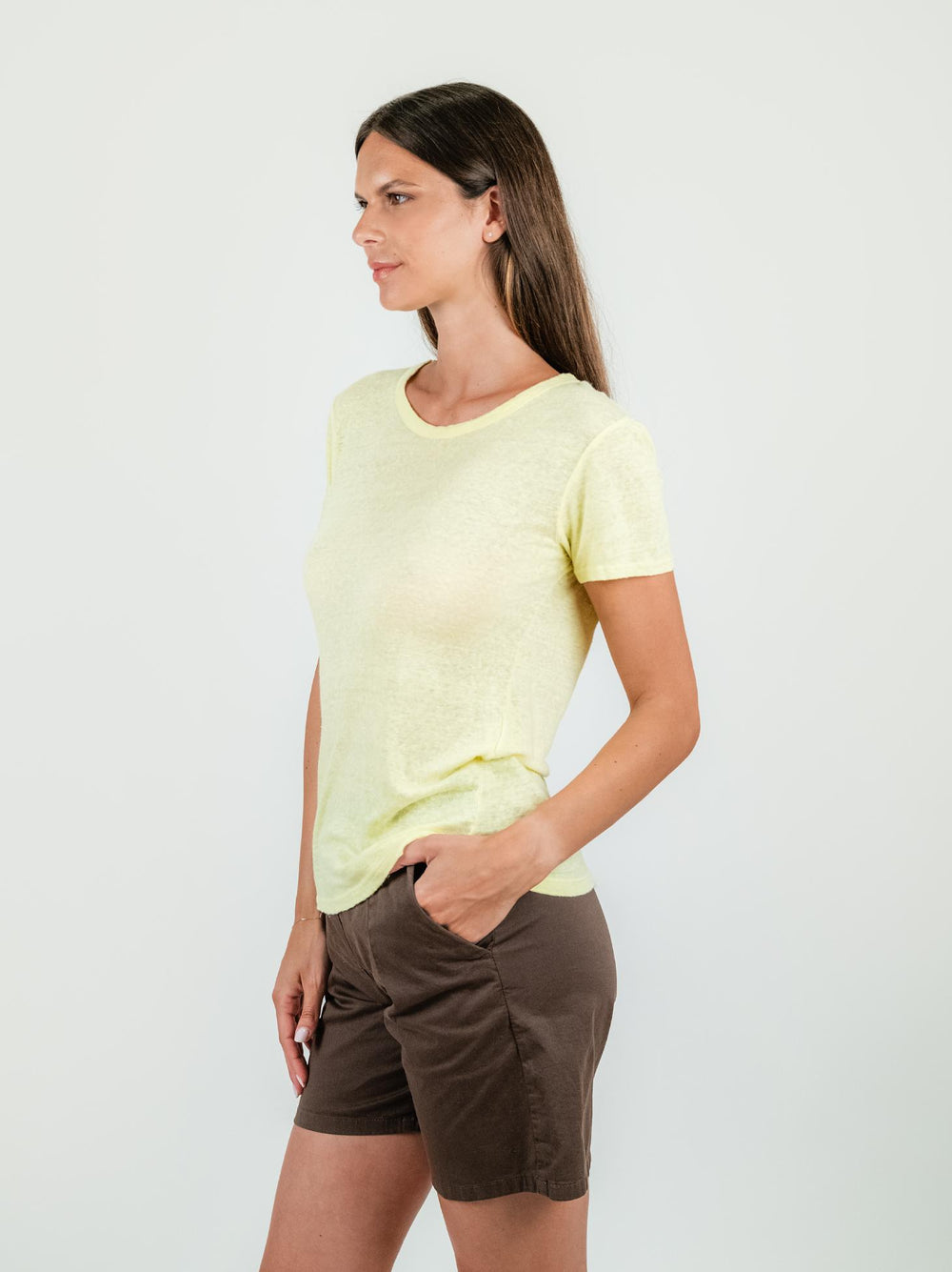 T-SHIRT IN LINO GIALLA 2944 GIALLO ANDREA MORANDO 