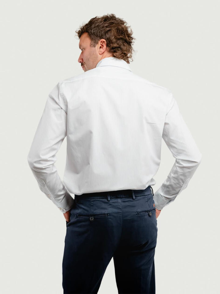 CAMICIA IN POPELINE BIANCA CON RIGHINE AZZURRE FLETCHER 02 DEPERLU 