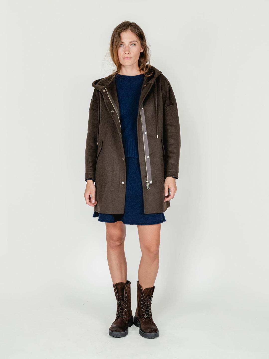 CAPPOTTO PARKA MICHELLE IN LANA TESTA MORO MICHELLE BROWN ANDREA MORANDO 